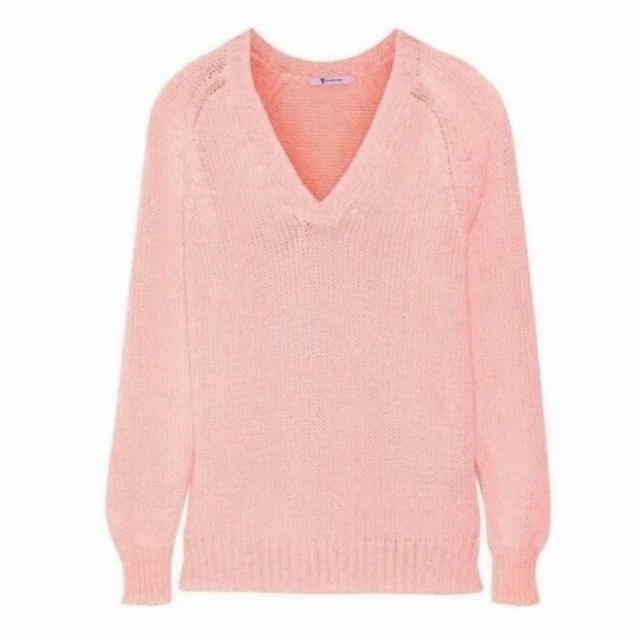 T By Alexander Wang Pink V Neck Knit Sweater Spring
